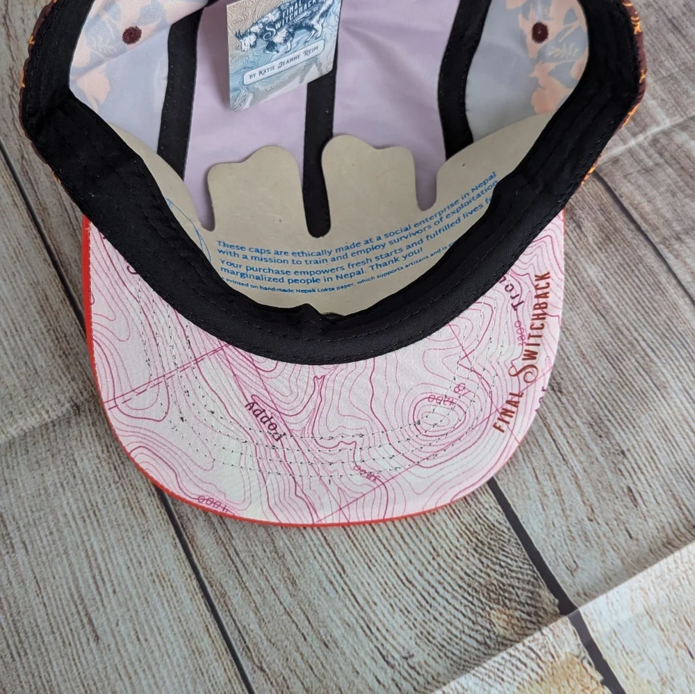 Colorful California Poppy Floral 5 Panel Trail Adjustable Cap Hat - Picture 5 of 6